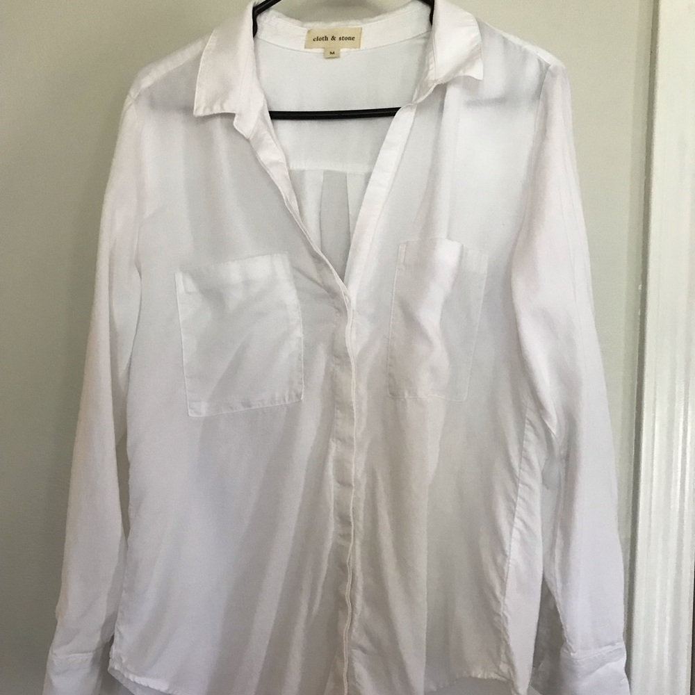 Cloth stone button down medium white